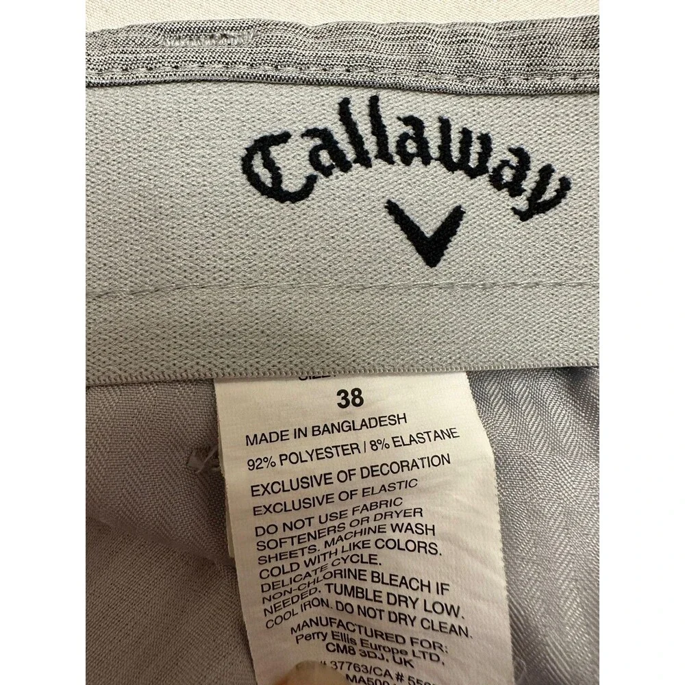 Callaway Shorts Mens 38 Gray Chino Flat Front 9 Inseam Golf Performance Stretch